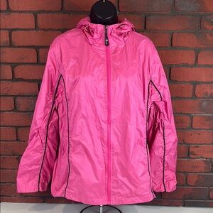 i5 Apparel Womens Extra Large Pink‎ Hooded Windbreaker Jacket – Lightweight